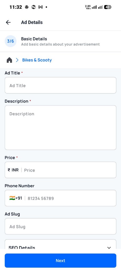 Step 3 Basic Details Ad Post Screen
